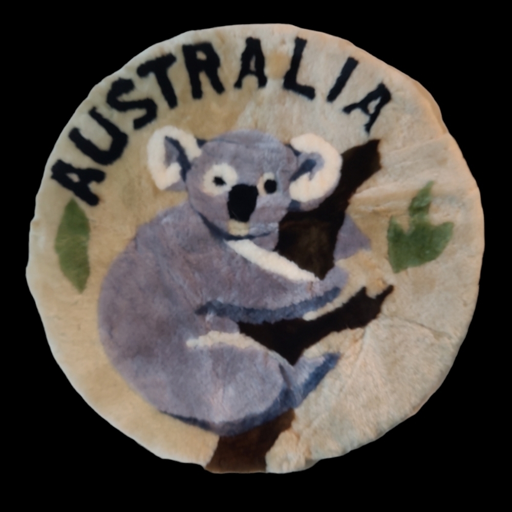 Vintage Australian Sheepskin Koala Scatter Throw Area Rug Mat